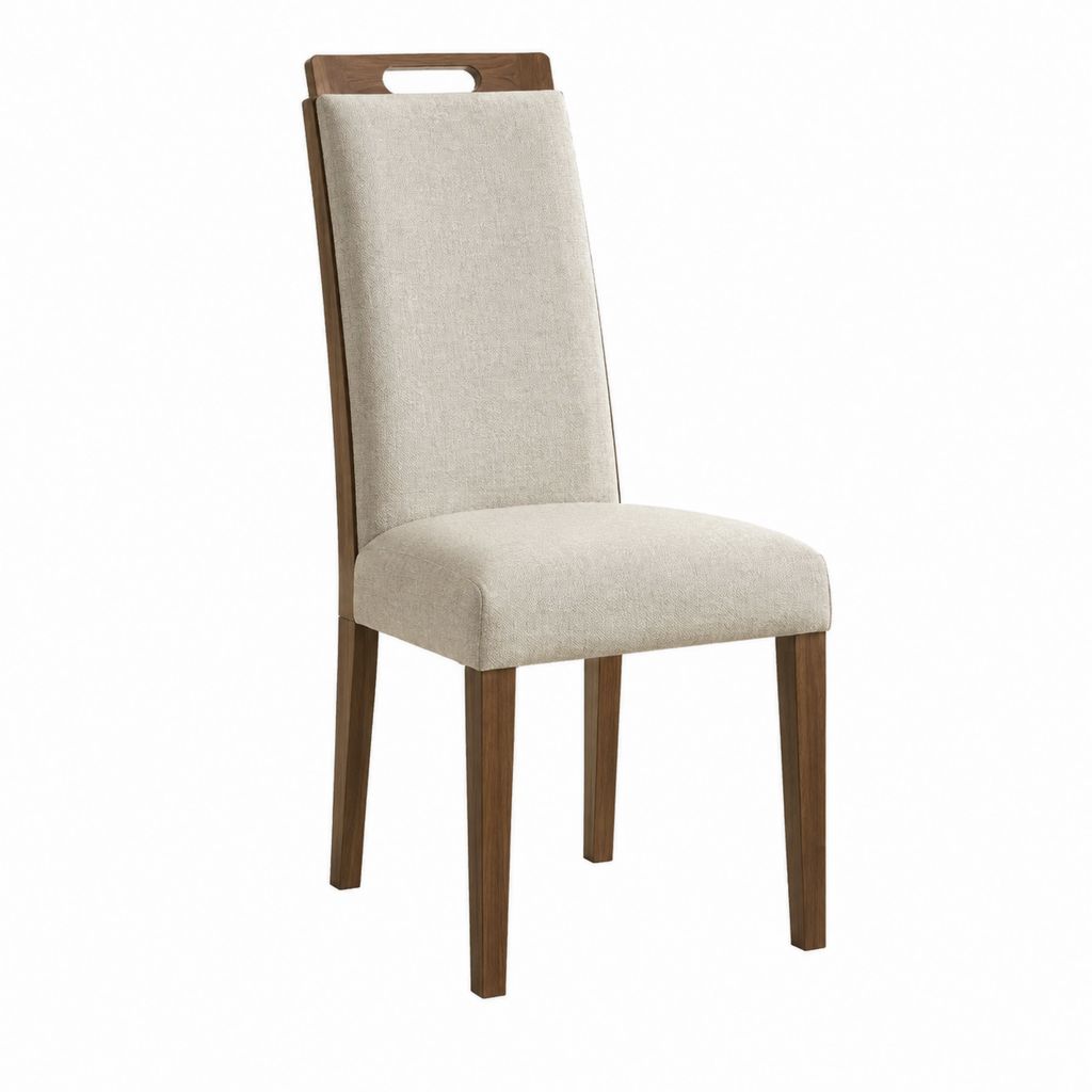 Esszimmerstuhl Beige mit Massivholzgestell Walnussfarben 46 x 58 x 103 cm