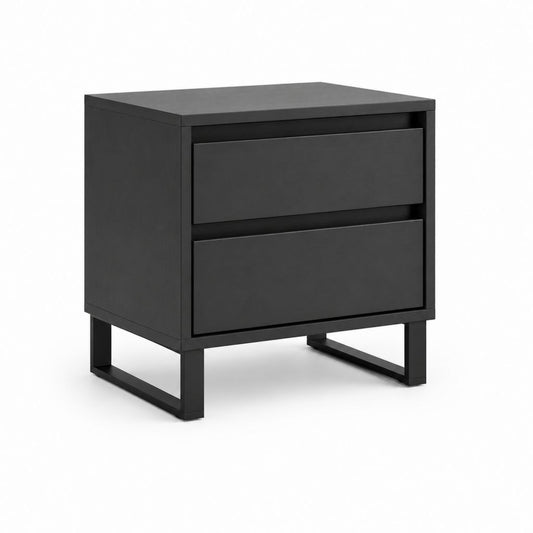 Nachttisch Schwarz mit 2 Schubladen MDF und Stahl 45 x 40 x 55 cm