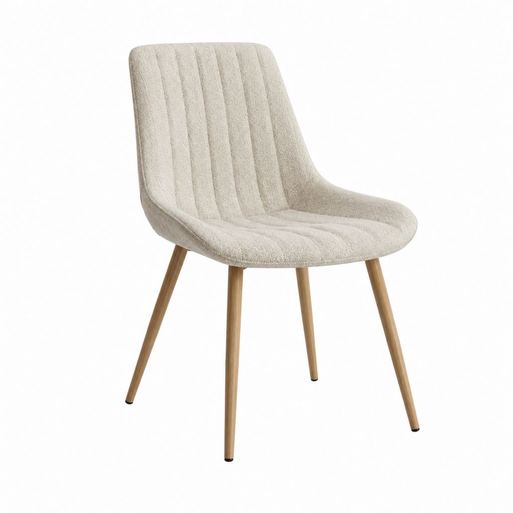 Esszimmerstuhl Beige Polyester-Bouclé Massivholz Vierfußgestell 52 x 60 x 84 cm
