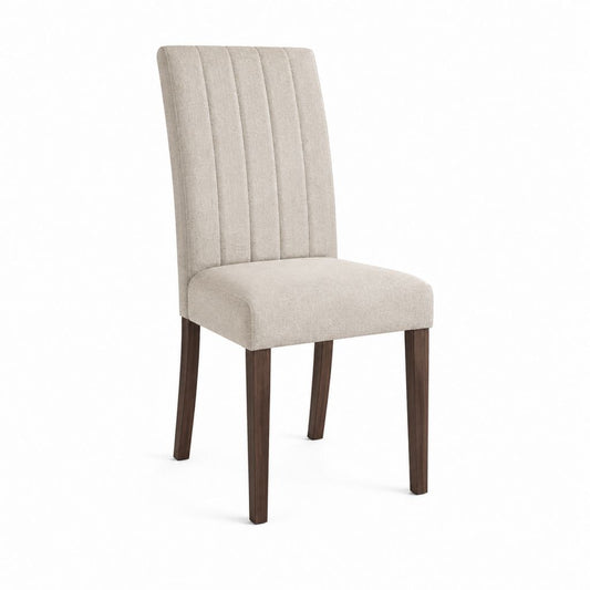 Esszimmerstuhl Beige mit Polyesterbezug und Gummibaum-Massivholzbeinen 46 x 60 x 102 cm