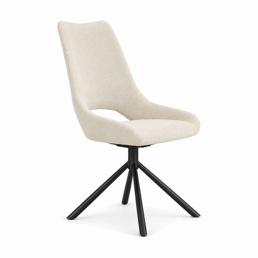 Drehbarer Esszimmerstuhl Beige mit Polyesterbezug und Stahlgestell 48 x 58 x 85 cm
