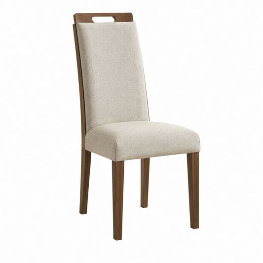 Esszimmerstuhl Beige mit Massivholzgestell Walnussfarben 46 x 58 x 103 cm