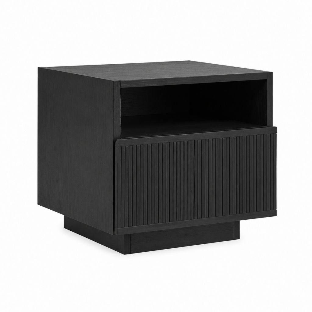 Nachttisch mit Schublade und offenem Fach Schwarz MDF rechteckig 45 x 40 x 50 cm