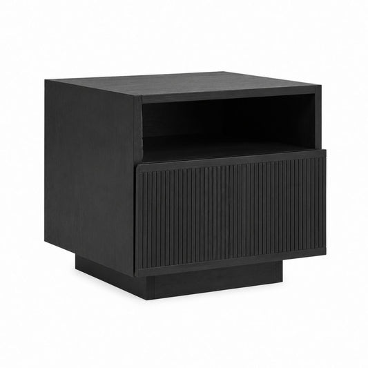 Nachttisch mit Schublade und offenem Fach Schwarz MDF rechteckig 45 x 40 x 50 cm