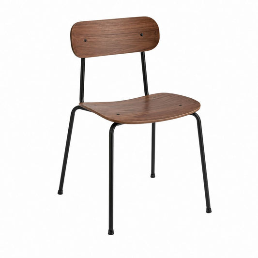 Esszimmerstuhl Braun Schwarz aus Sperrholz und Stahl mit abgerundeter Rückenlehne 45 x 52 x 78 cm
