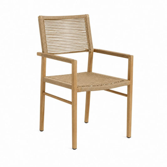 Esszimmerstuhl mit Armlehnen Natur Akazien-Massivholz Polypropylen-Kordel 58 x 58 x 83 cm