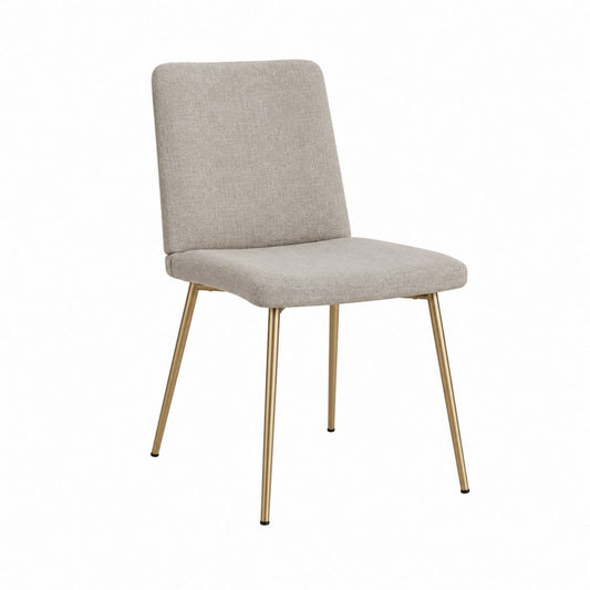 Esszimmerstuhl Beige mit Polyesterbezug und Stahlgestell in Gold 48 x 58 x 87 cm