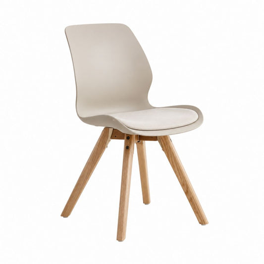 Esszimmerstuhl Beige aus Polypropylen mit Polyester-Sitzkissen und Eichenholzbeinen 48 x 53 x 82 cm