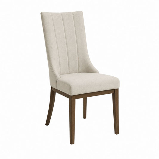 Esszimmerstuhl Hochlehner Beige Polyester Massivholz Dunkelbraun 46 x 60 x 100 cm